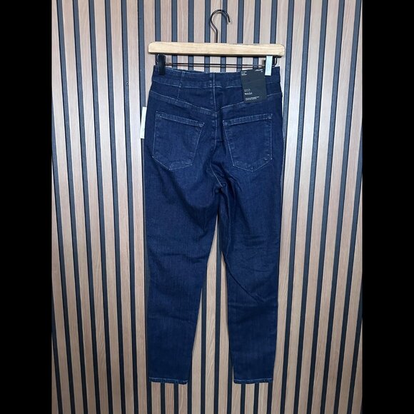 New J Brand Jeans 26 Blue Dark Wash Natasha Sky High Skinny Crop Exposed Button - Picture 2 of 10